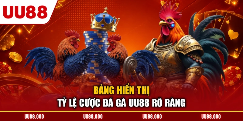 Bảng hiển thị tỷ lệ cược đá gà UU88 rõ ràng
